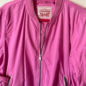 Levi's Pink Bomber Jacket with Full Zip and Stand-Up Collar